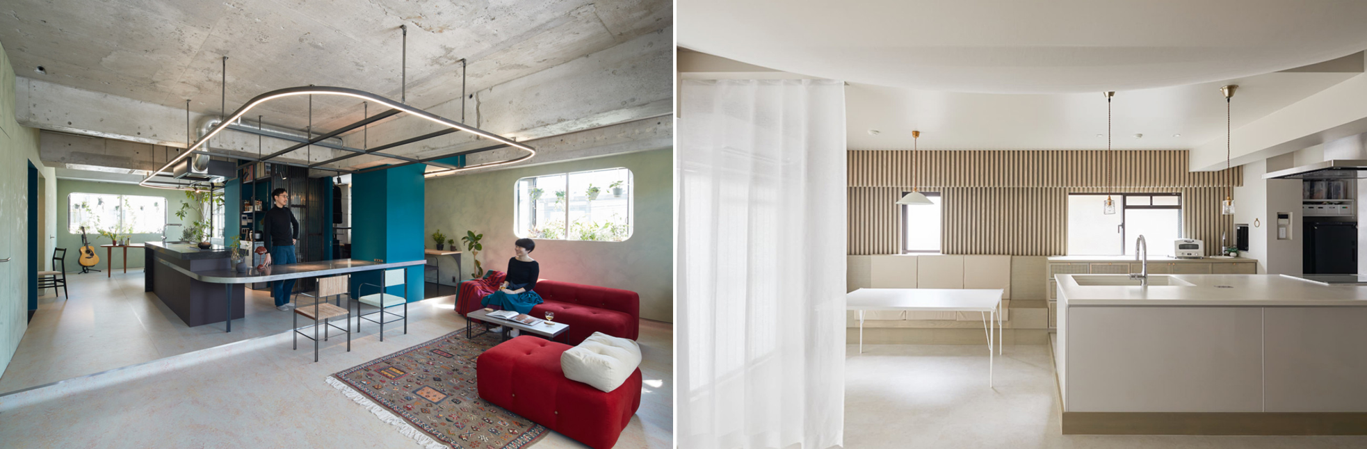 リノベーション・オブ・ザ・イヤー2022受賞作品より住宅事例イメージ （左：株式会社ルーヴィス事例、右：株式会社sumarch事例）