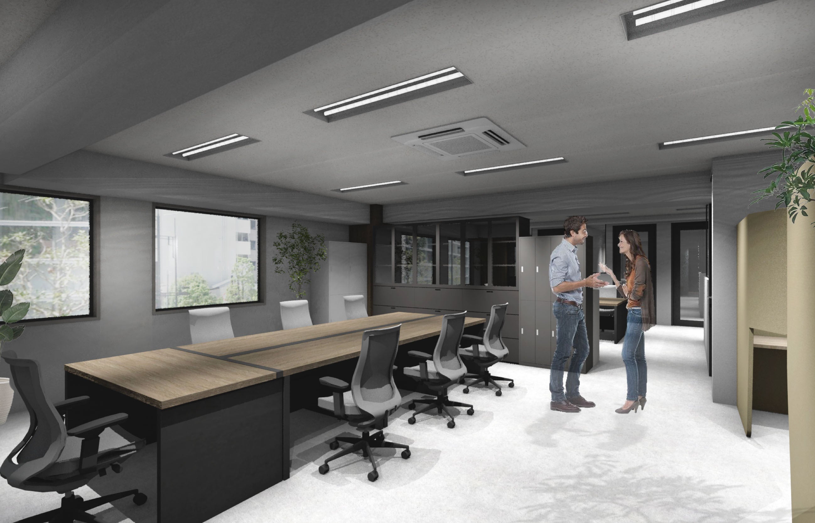 各事業部間の垣根のないオープンな執務室