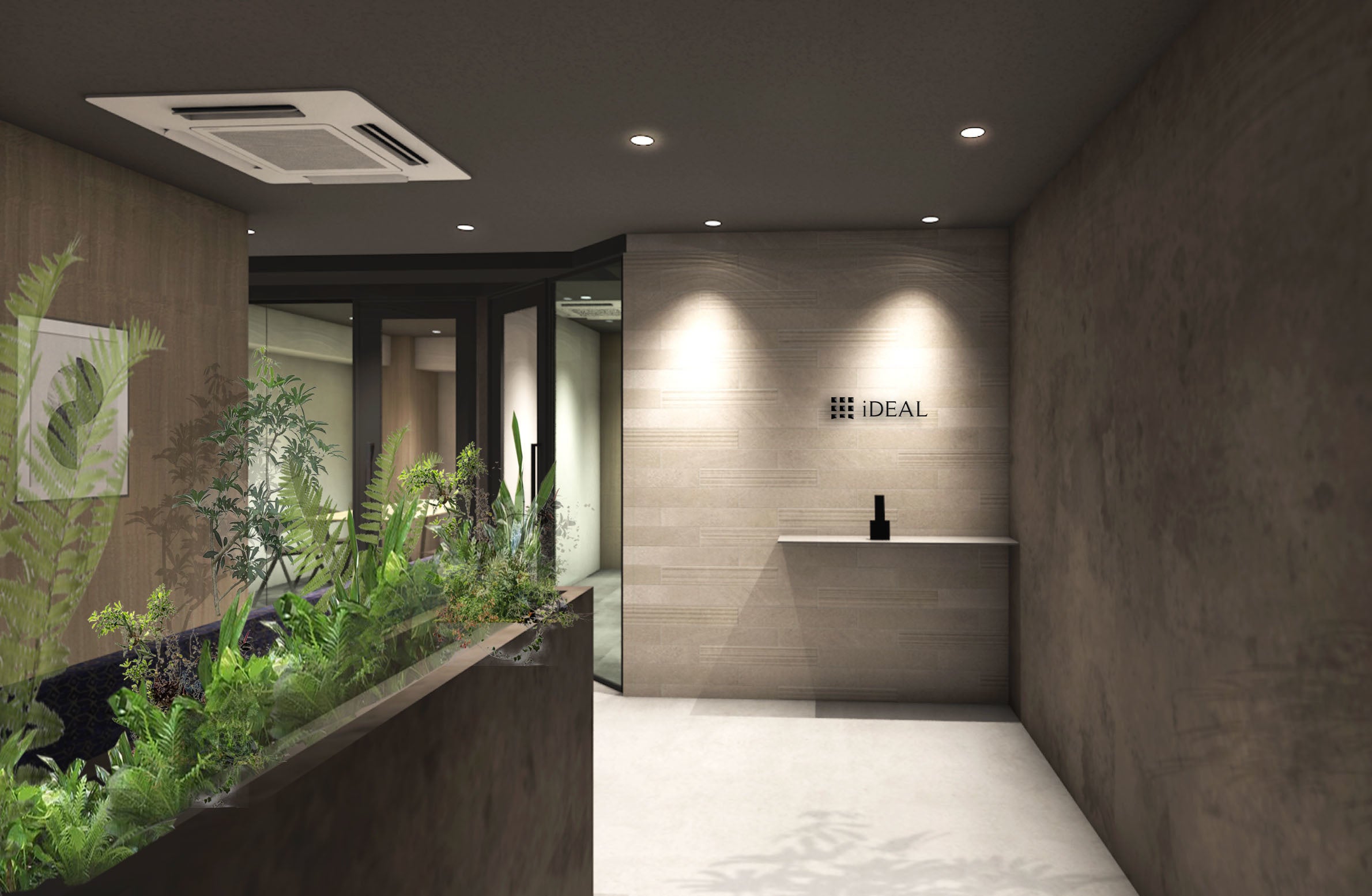 落ち着いた雰囲気のお客様用エントランス