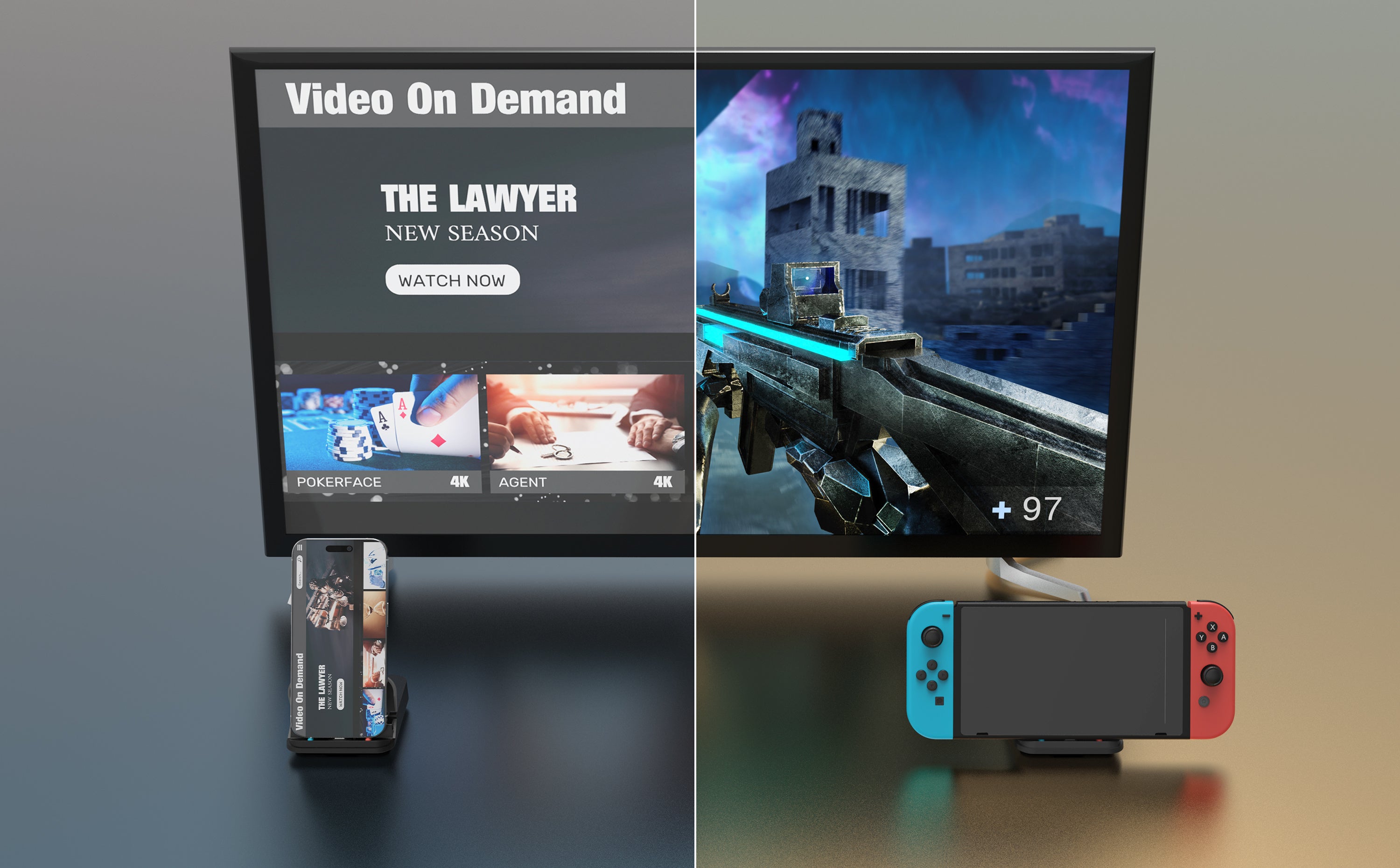 j5create、USB-CスマホとNintendo Switchを充電しながら、大画面