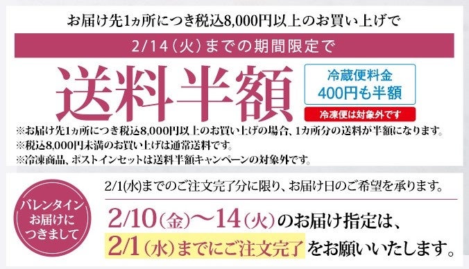 税込8,000円以上お買い上げで送料半額キャンペーン実施中