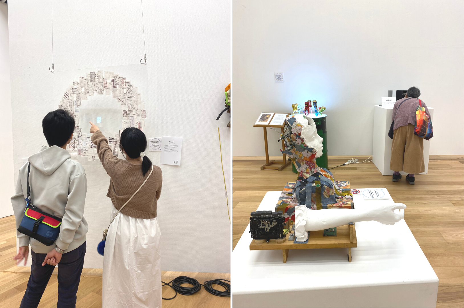 廃棄物アートを「見て・聴く」様子