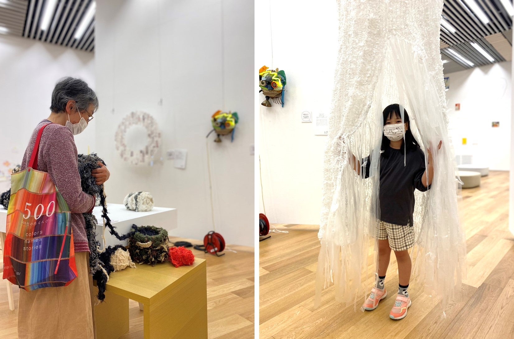 廃棄物アートに「触れる」様子