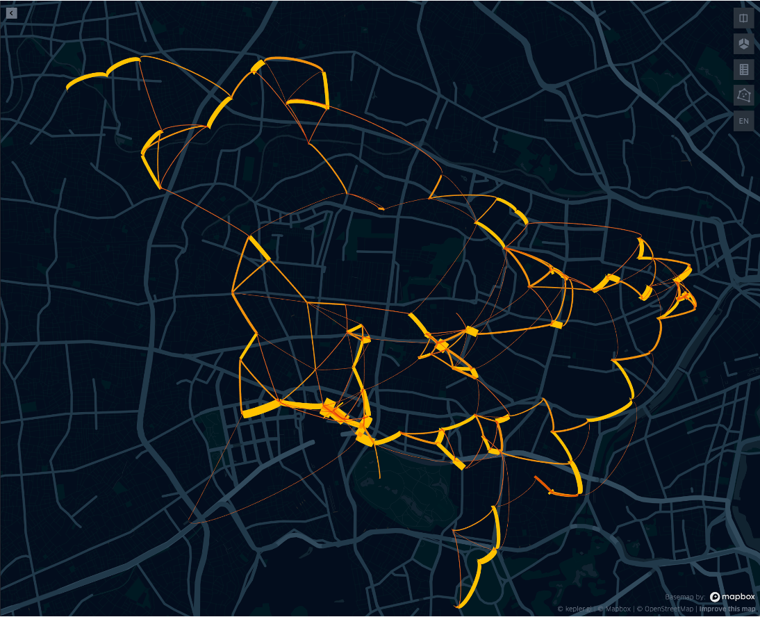 参加者のスポット間移動ルート