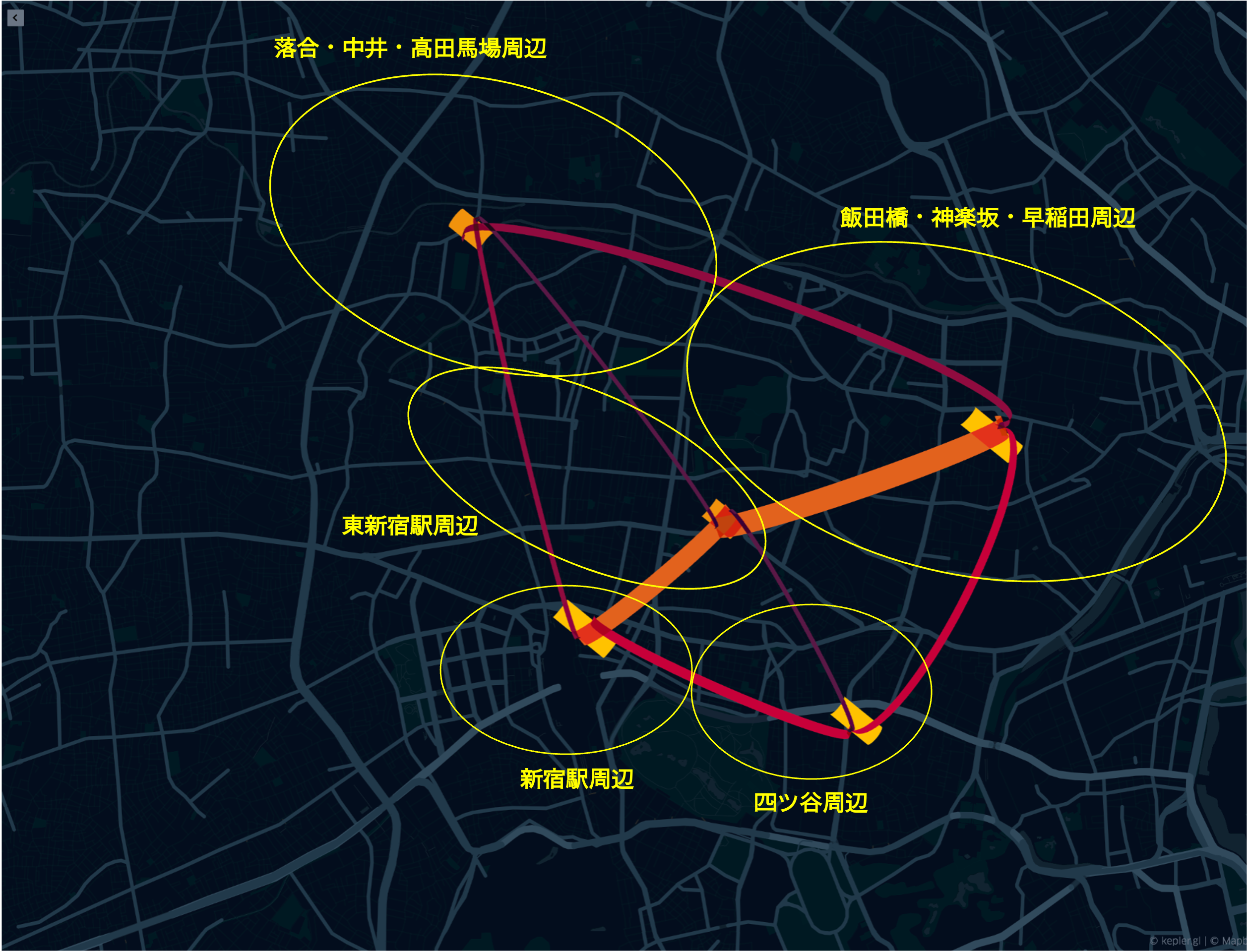 エリア間の周遊傾向（参加者全体）