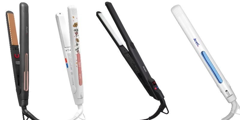 （左から）ヘアアイロンデビューにおすすめ（i628BK） ギフトにも! 専門学校HALとコラボモデル（i679HAL） メンズにも最適な極細プレートを採用（i2091SD） mybestで1位の評価! ベストバイストレートアイロン（i679PCPH-W）