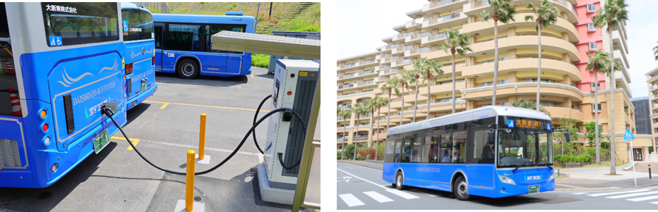 　　　　　　　　　　充電の様子　　　　　　　　　　　　　　　　　　　　　　敷地内走行時の様子