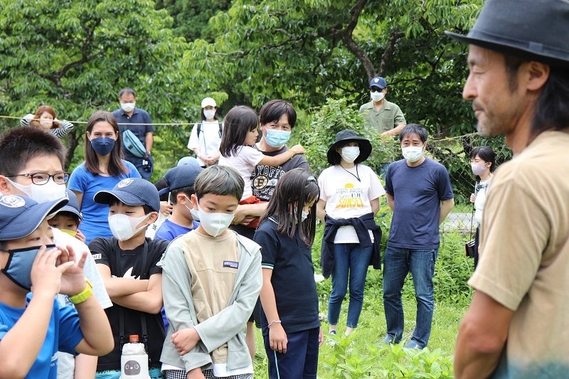 藍の葉について職人さんから学ぶ子どもたち