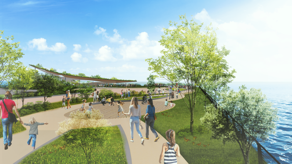 アリーナからパークへ続く遊歩道イメージ