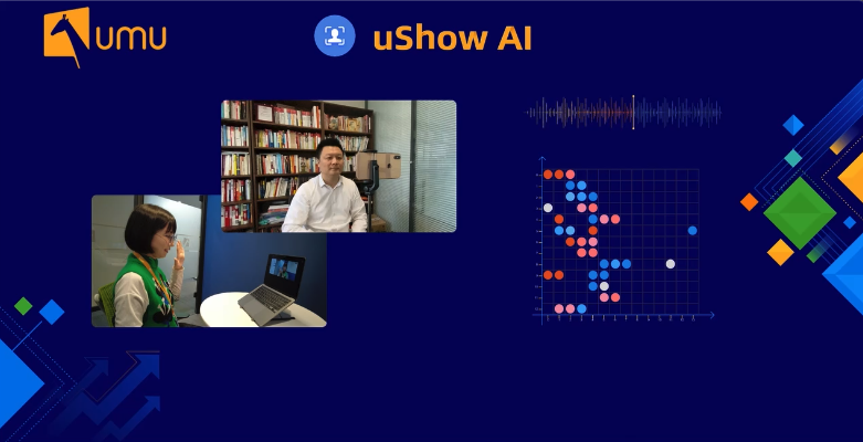 プレゼンテーションの練習をAIが測定している様子