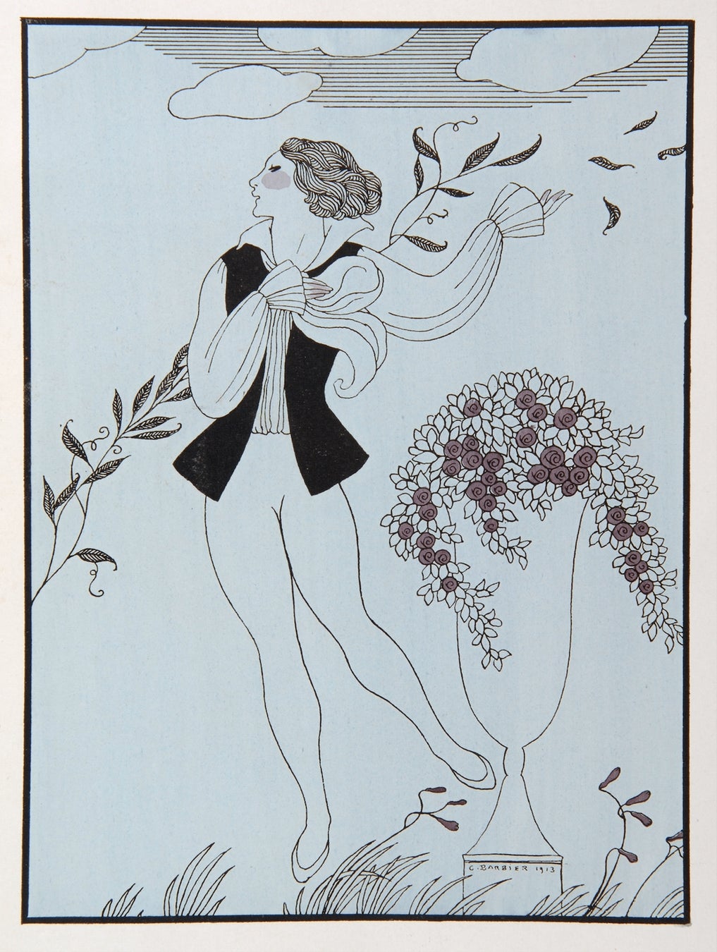 展示予定のコレクションより、ジョルジュ・バルビエ画「レ・シルフィード」(資料提供:兵庫県立芸術文化センター 薄井憲二バレエ・コレクション)
