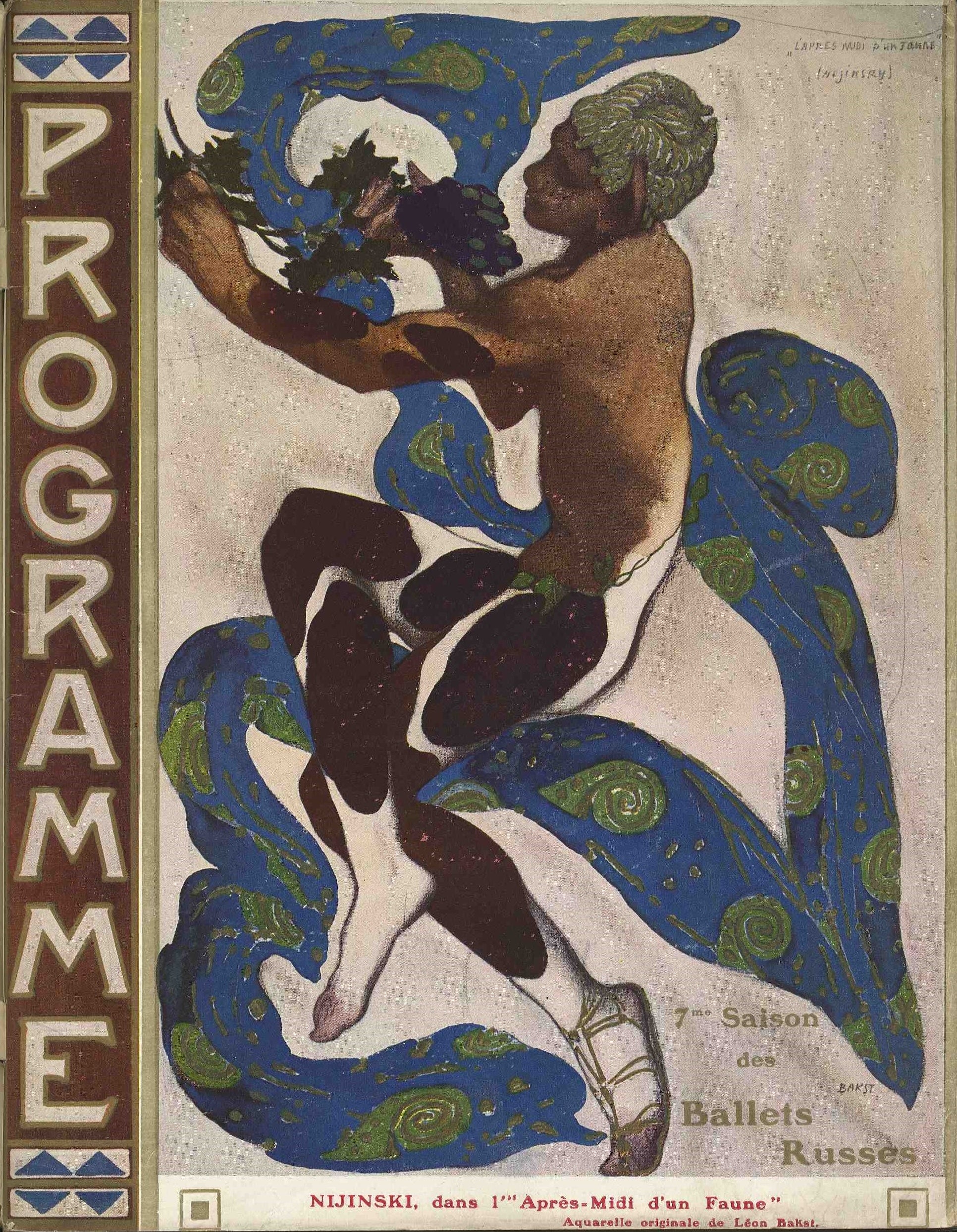 展示予定のコレクションより、レオン・バクスト画「牧神の午後」（ 資料提供：兵庫県立芸術文化センター 薄井憲二バレエ・コレクション）