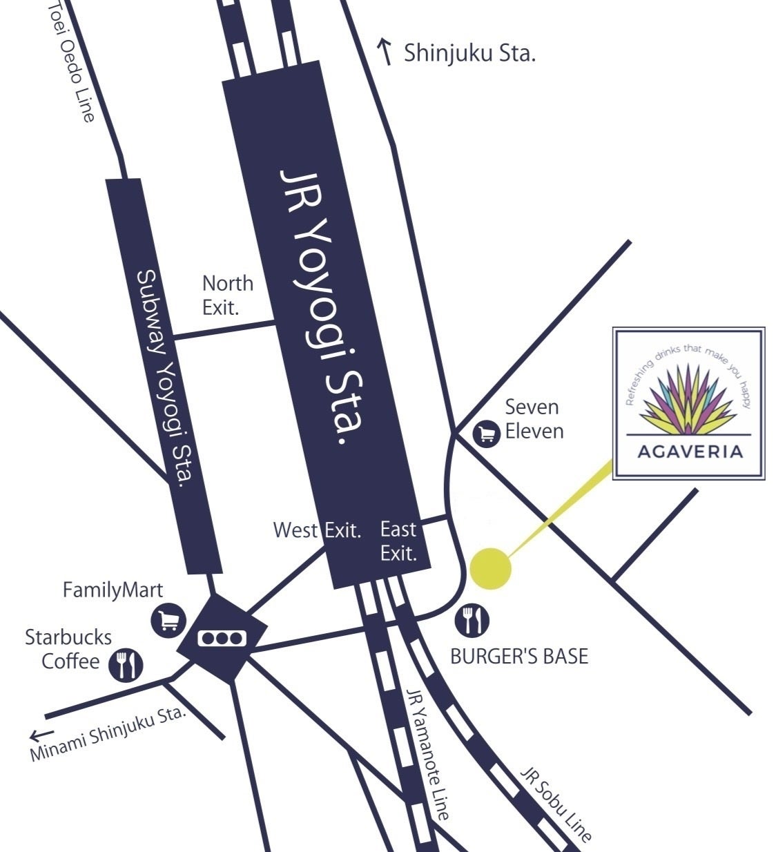 アガベリア地図。代々木駅東口からすぐ