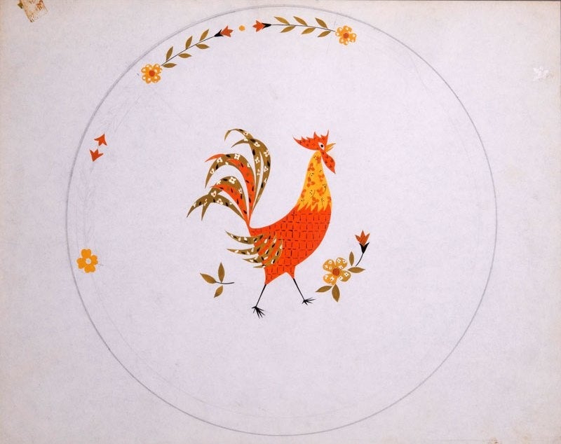 デザイン原画《CHANTICLEER》昭和30年代半ば　三郷陶器株式会社　同社所蔵