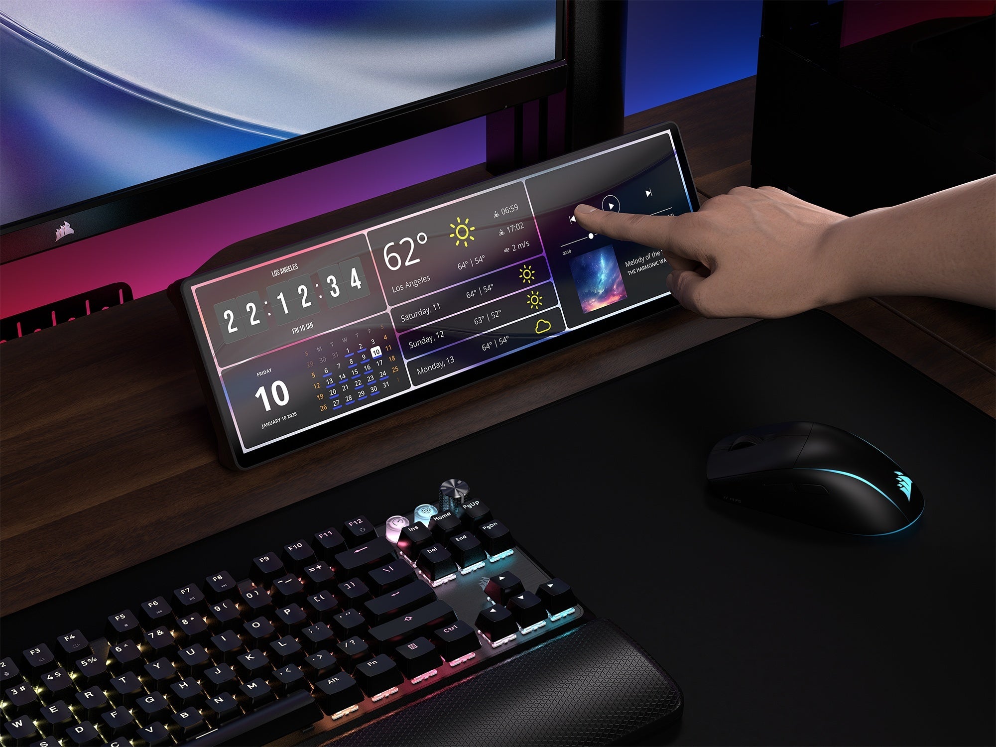 マグネットで自由に設置できる14.5インチのマルチタッチスクリーン