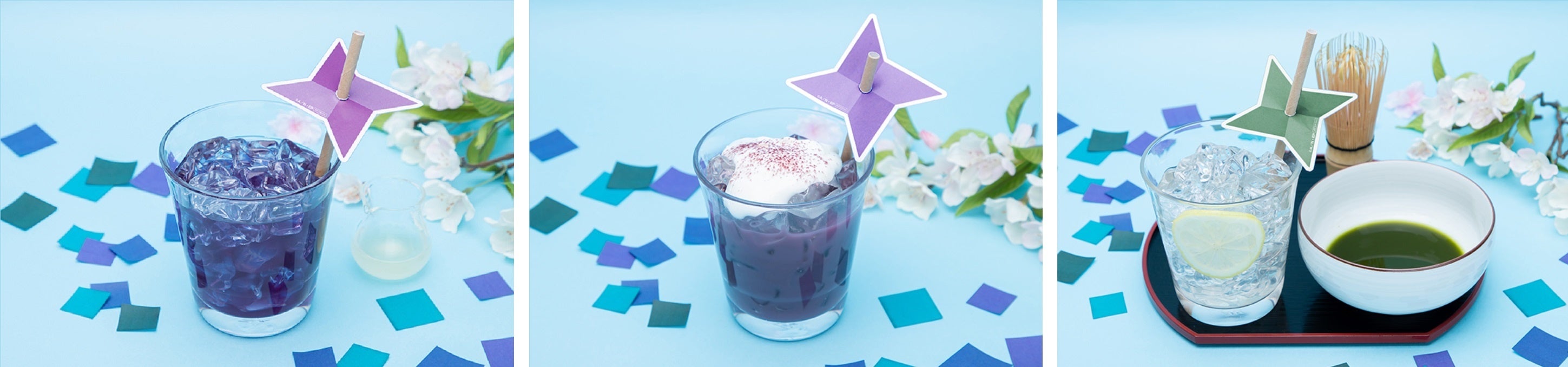 四年生の変化ドリンク、五年生の紫芋ミルクティー、六年生の抹茶レモネード