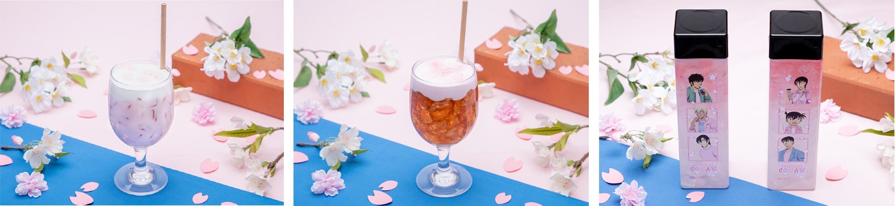 桜咲くラテ、桜咲くティー、桜咲くピーチゼリードリンク（ボトル付き）