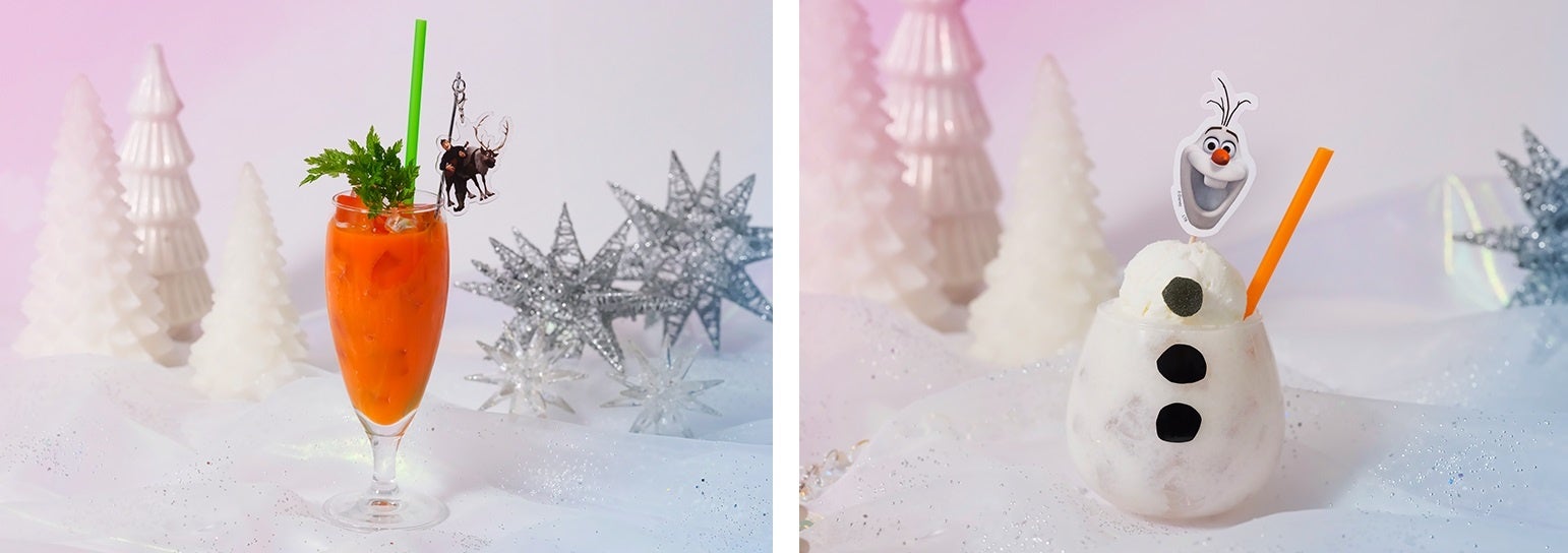 ＜クリストフ＆スヴェン＞キャロット＆アップルドリンク、＜オラフ＞オレンジヨーグルトスムージー