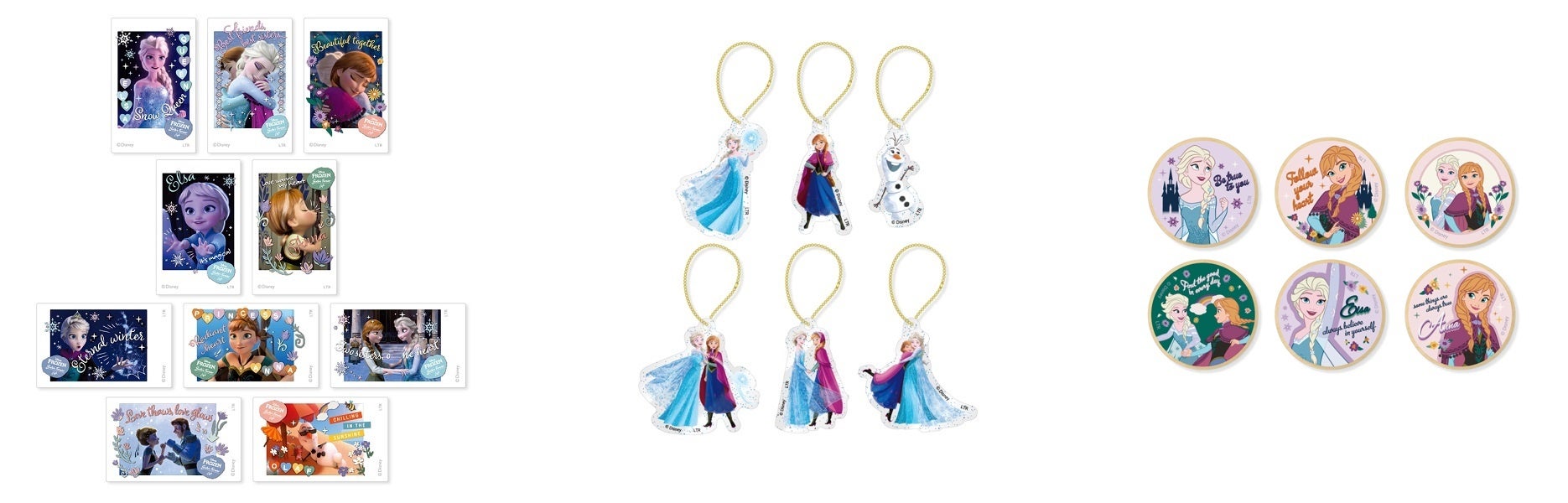 ステッカー（ランダム10種）、アクリルキーホルダー（ランダム6種）、ウッドマグネット（ランダム6種）