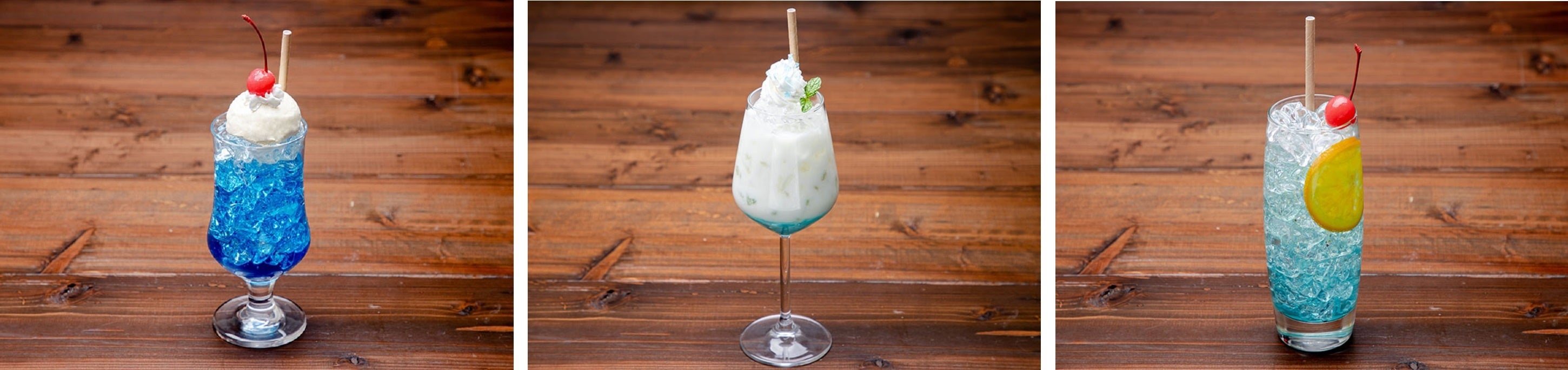 クリームソーダ、ブルーヨーグルト、ブルーレモネード