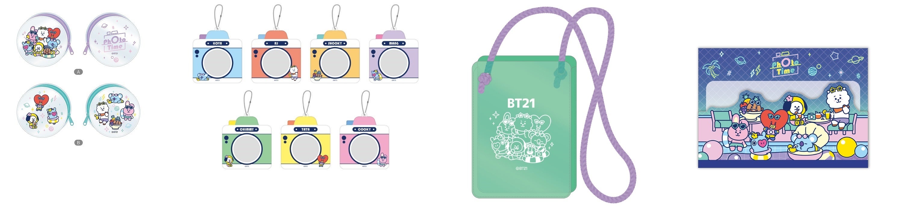 クリアコインケース（全2種）、缶バッジケース（全7種）、クリアバッグ、メモ帳