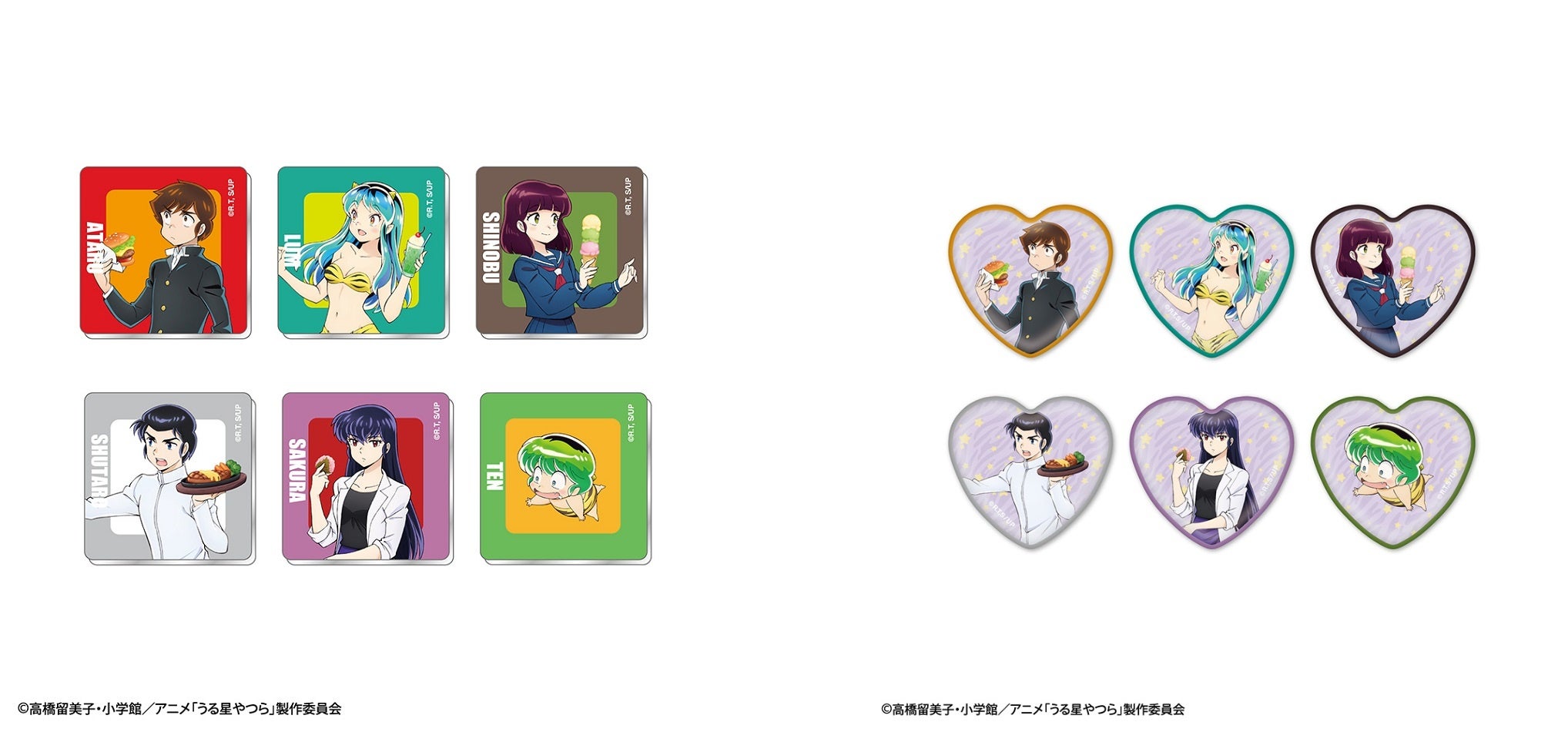 アクリルマグネット（ランダム6種）、ハート型缶バッジ（ランダム6種）