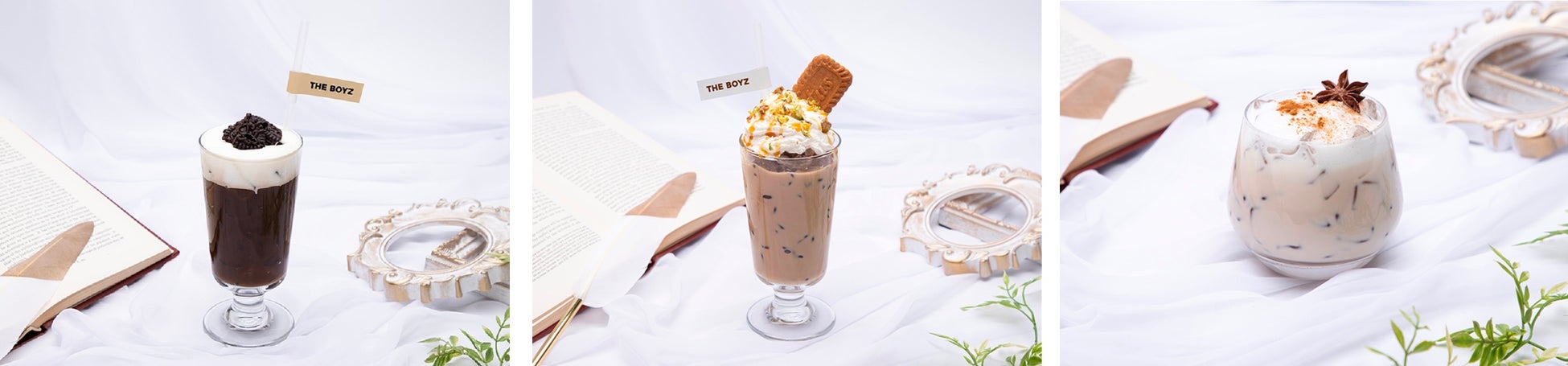 Salty コーヒー、Sweetキャラメルラテ、Spiccy!チャイティーラテ