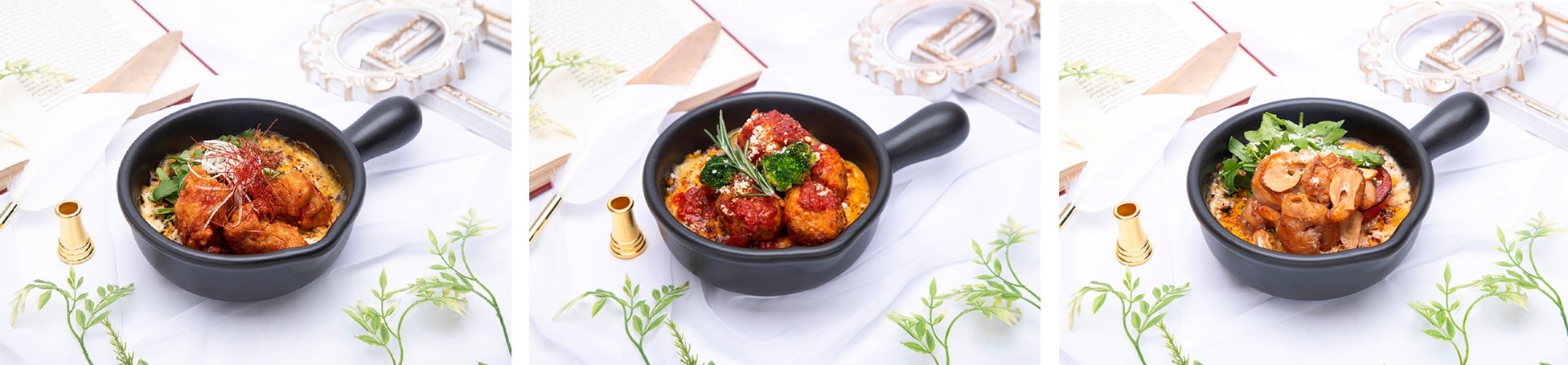 【HYUNJAE】ヤンニョムチキンドリア、【JUYEON】ゴロゴロミートボールドリア、【KEVIN】エビドリア〜フライドガーリックを添えて〜