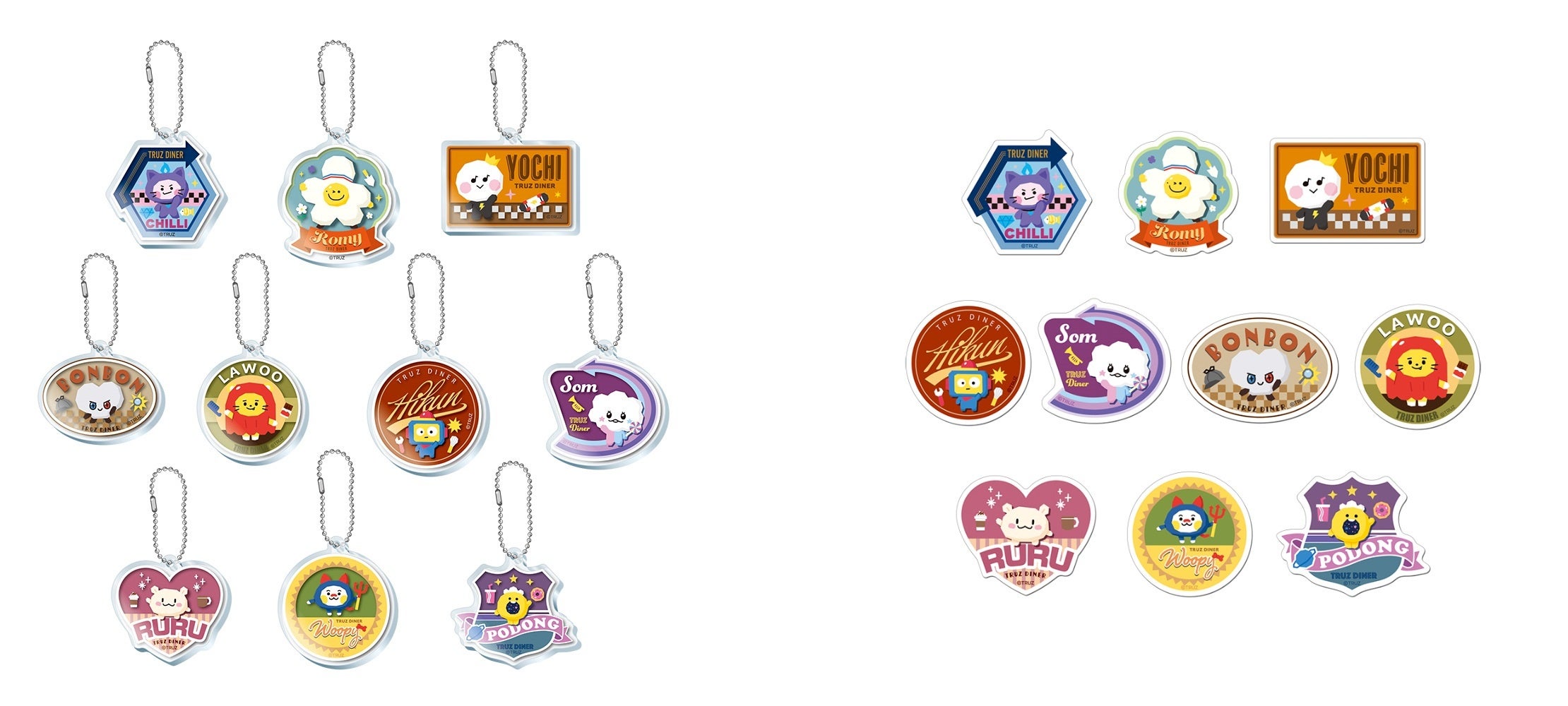 アクリルキーホルダー（ランダム10種）、ステッカー（ランダム10種）