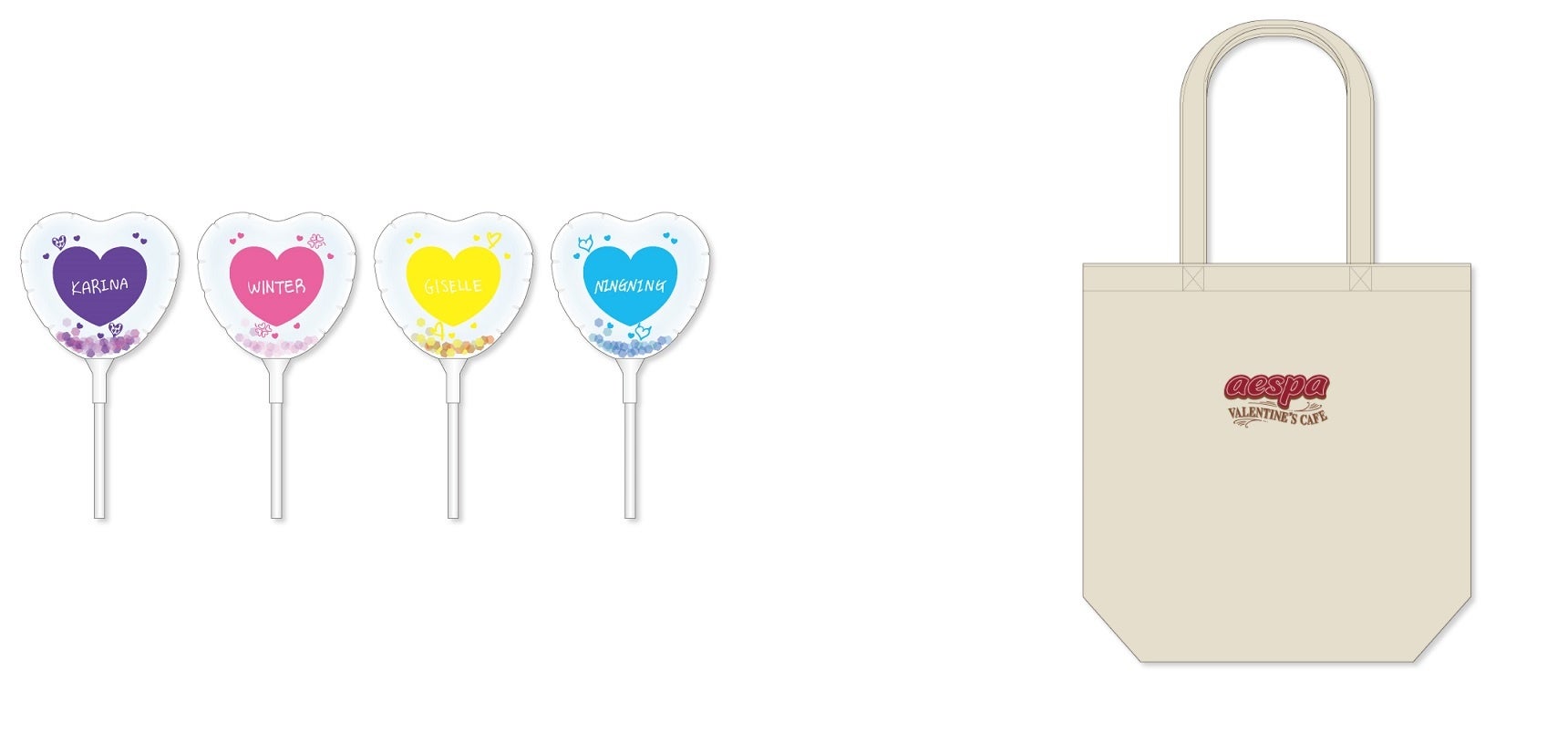 ハート型スティックバルーン(全4種)、トートバッグ