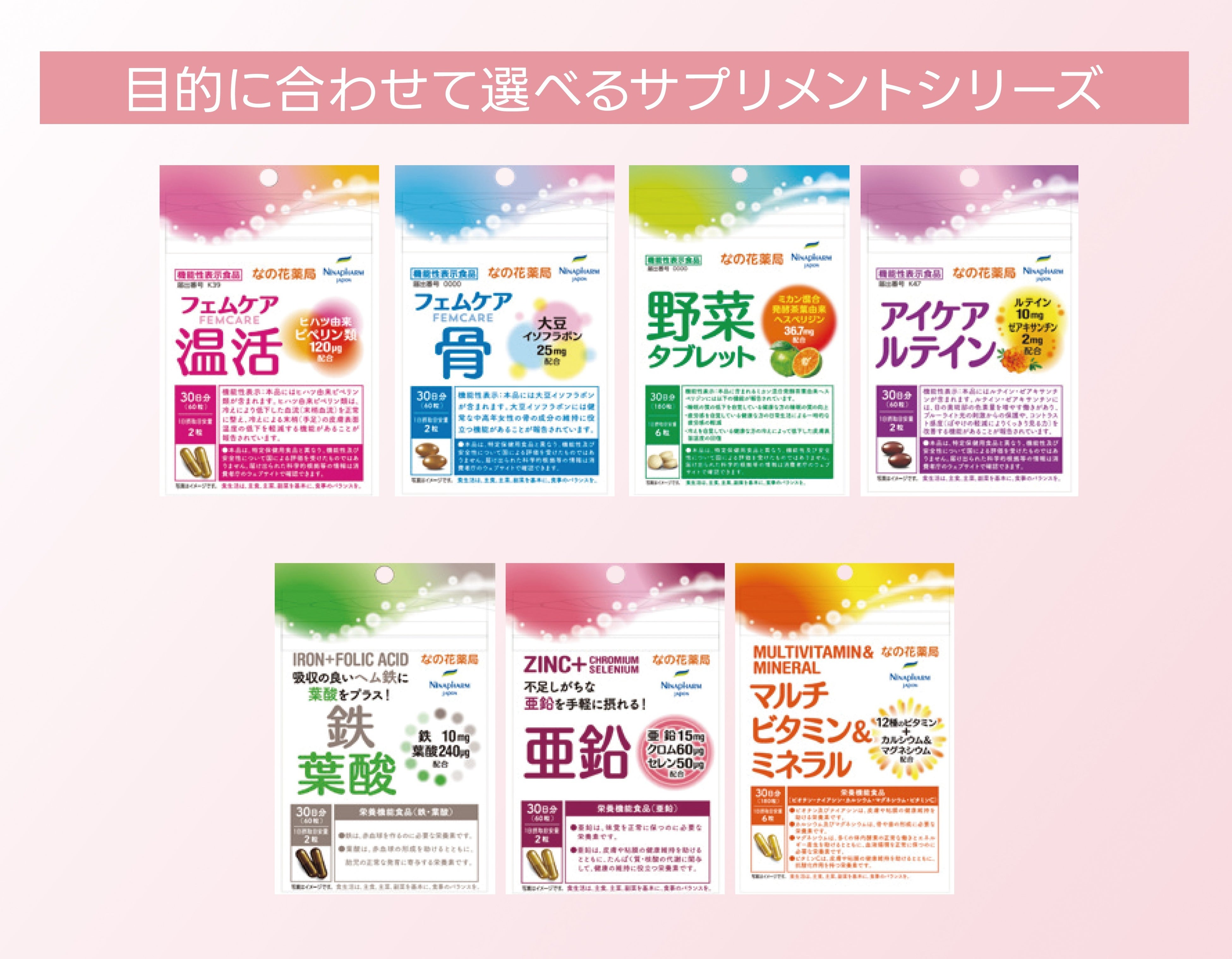 ニナファームジャポン、7つの薬局専売のサプリメントを10月1日に新発売