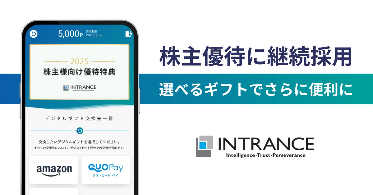 Ons2点より50円引き‼️様ページ デジタルギフトサービス「デジコ」、株式会社イントランスの株主