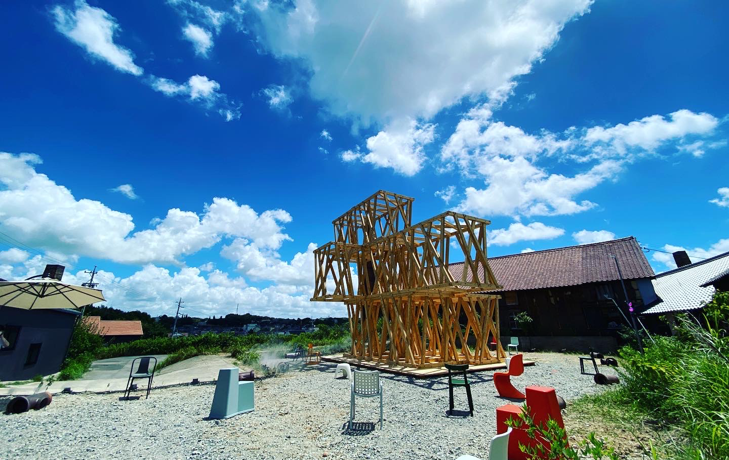 常滑の高台に建てられたETHパビリオン