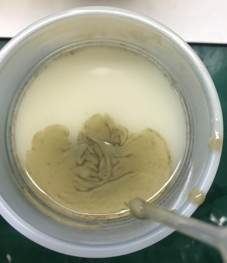 beacon殺菌剤投入24 時間経過時の他油分離の様子