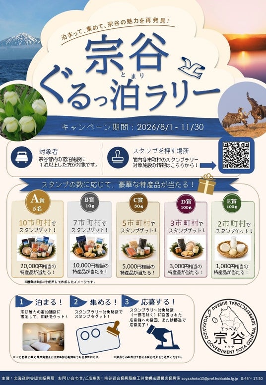 【8/1~11/30】スタンプラリーイベント「宗谷ぐるっ泊(とまり)ラリー」開催! 【8/1~11/30】スタンプラリーイベント「宗谷ぐるっ泊(とまり)ラリー」開催!