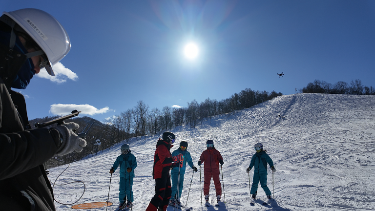 スキー追従撮影