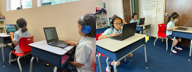 JASDで「天神」を使って学習する子どもたちの様子