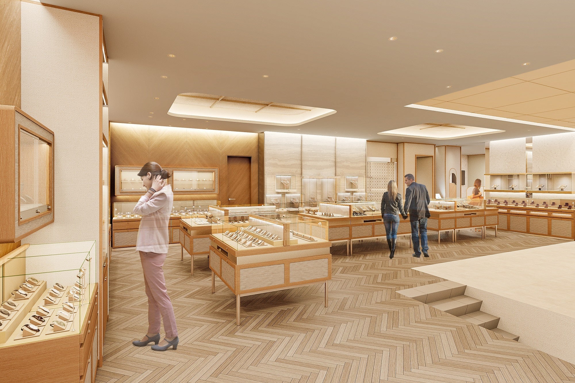 2F：販売・買取フロア　見るだけでも価値のあるミュージアム級のアイテムや、銀座ならではの厳選されたアイテムを展示