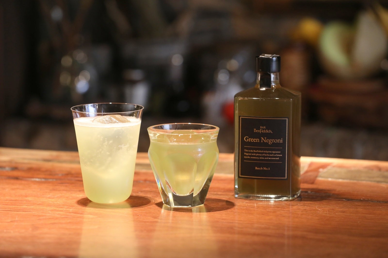 Green Negroni with soda／on the rock 各¥1,100（税込）