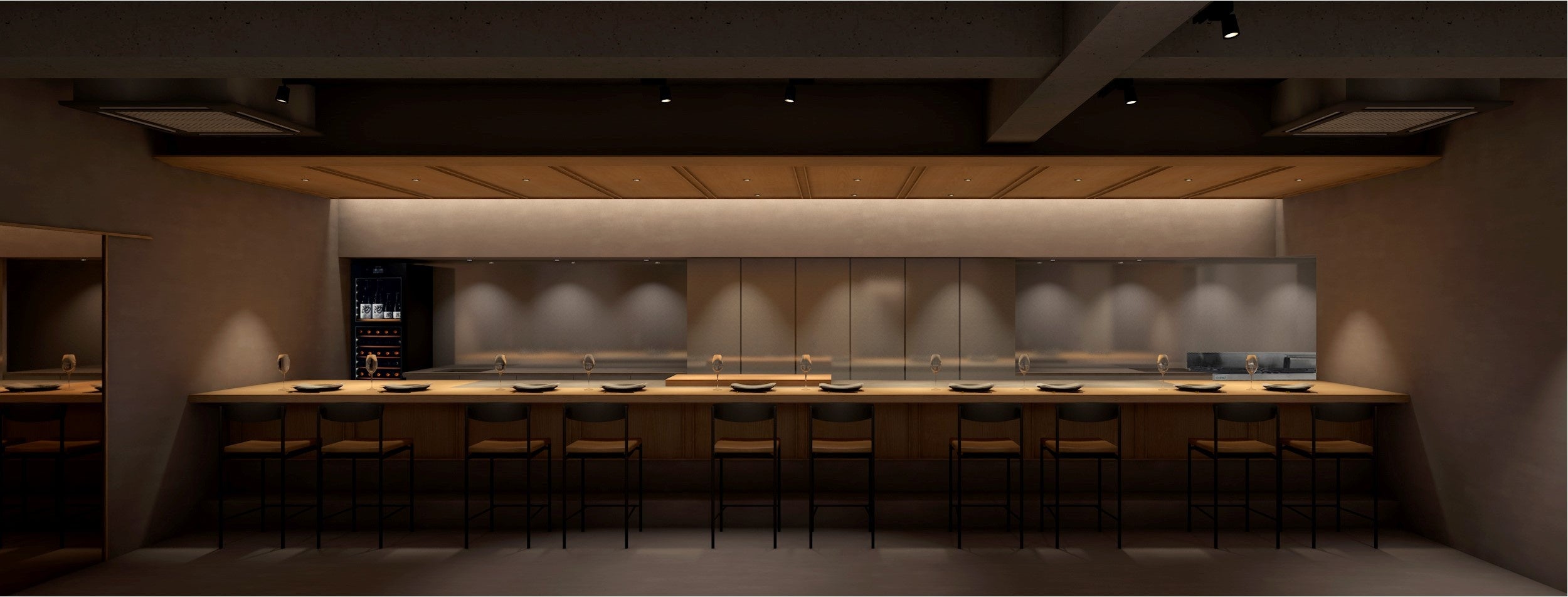 調理人と会話が楽しめるカウンター席（新店舗パース）