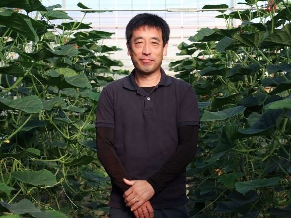 ▲きゅうり生産者の佐々木さん