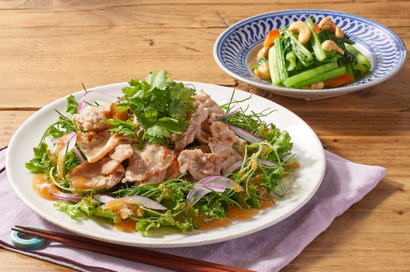 ▲Kit Oisix「おかひじきと豚のアジアンサラダ仕立て」