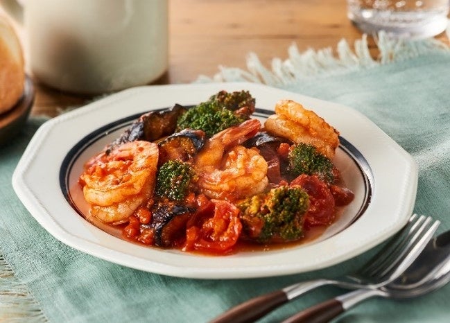 ▲海老野菜のガーリックトマト