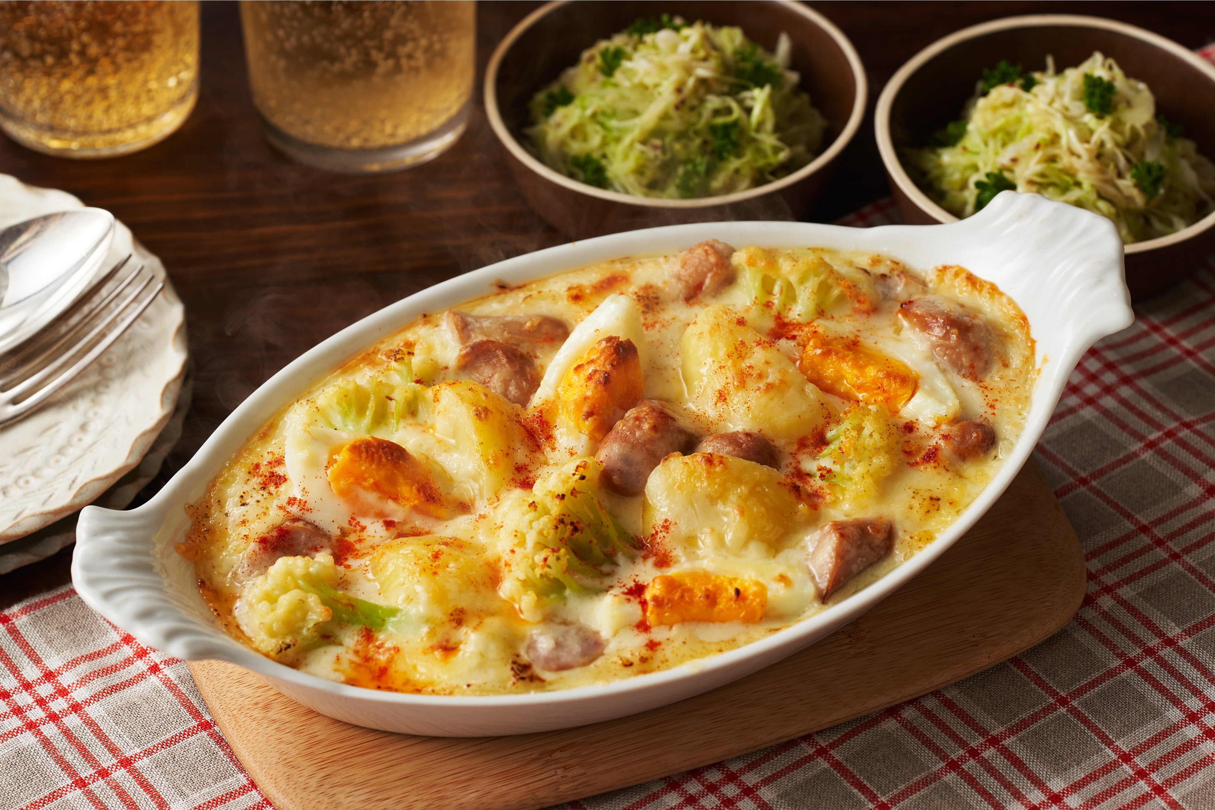 ソーセージとポテトのドイツ風グラタン