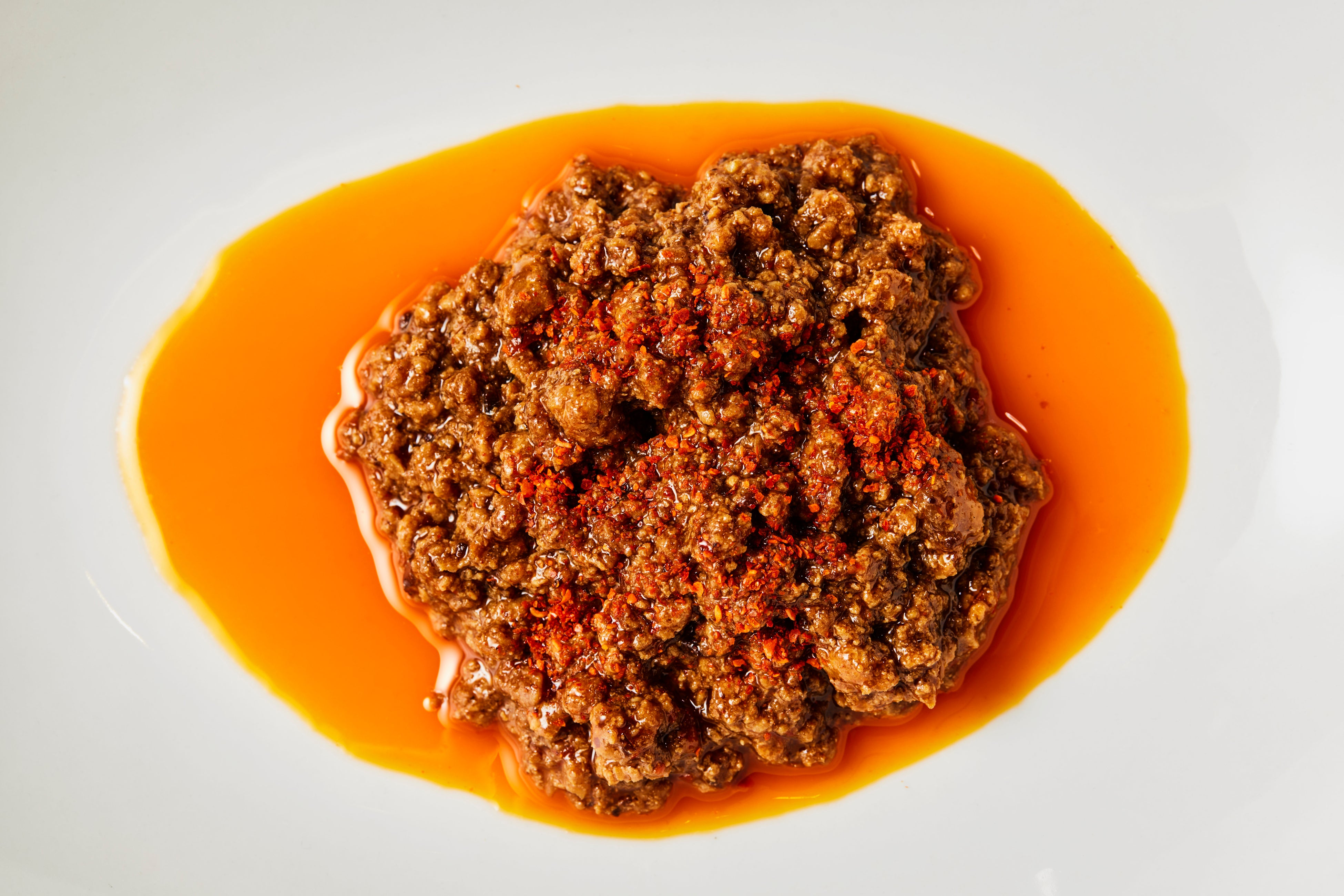 独自配合の麻辣酢と豚粗挽き肉