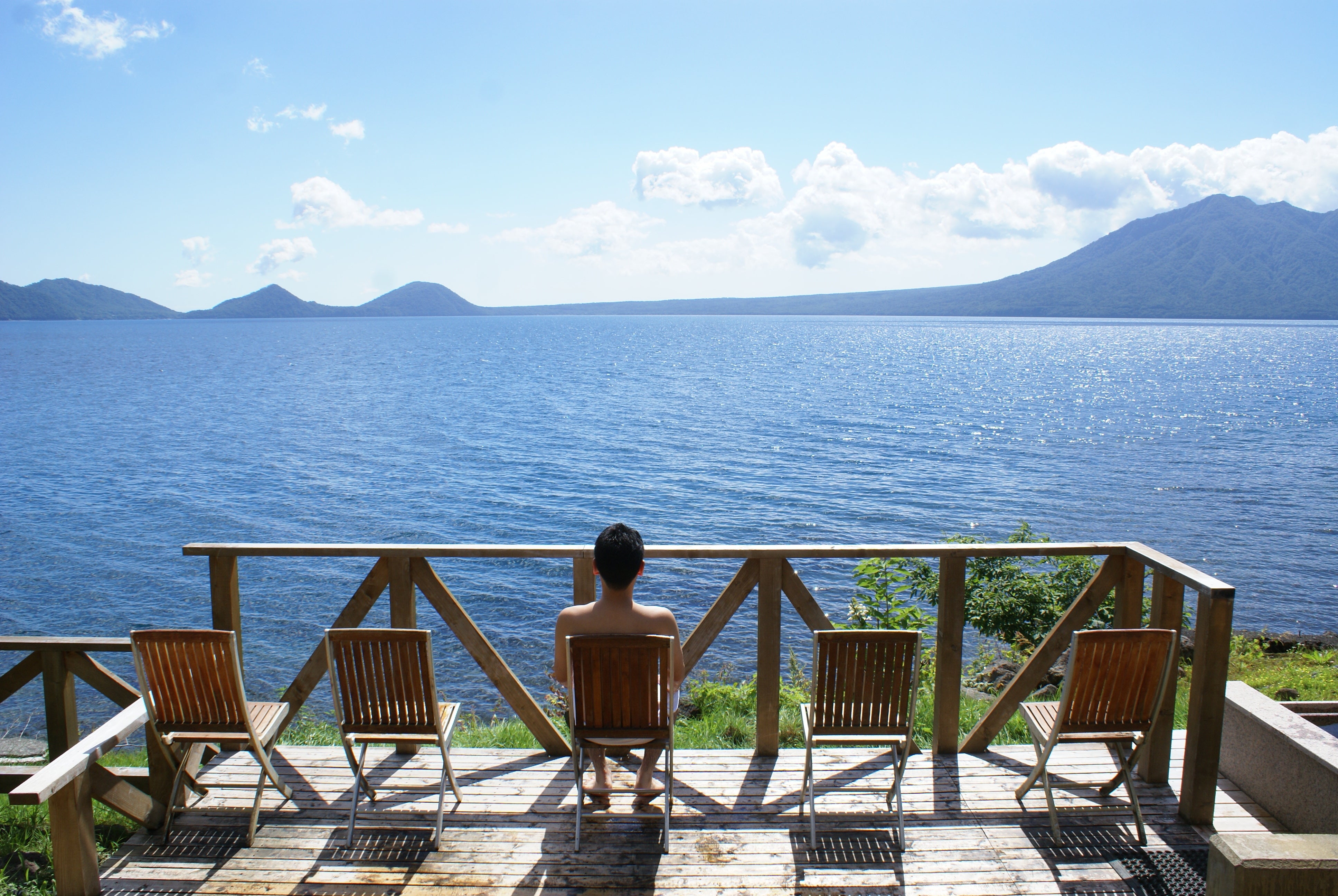 支笏湖一望外気浴スペース