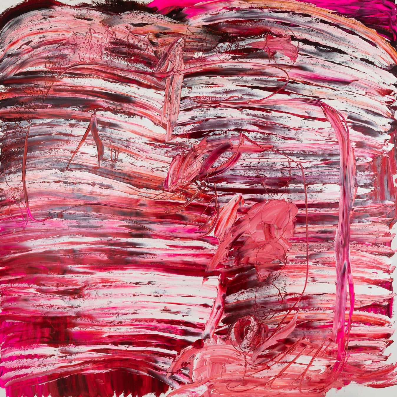 heart and heads, 2022, oil on canvas, 227.3×227.3 cm