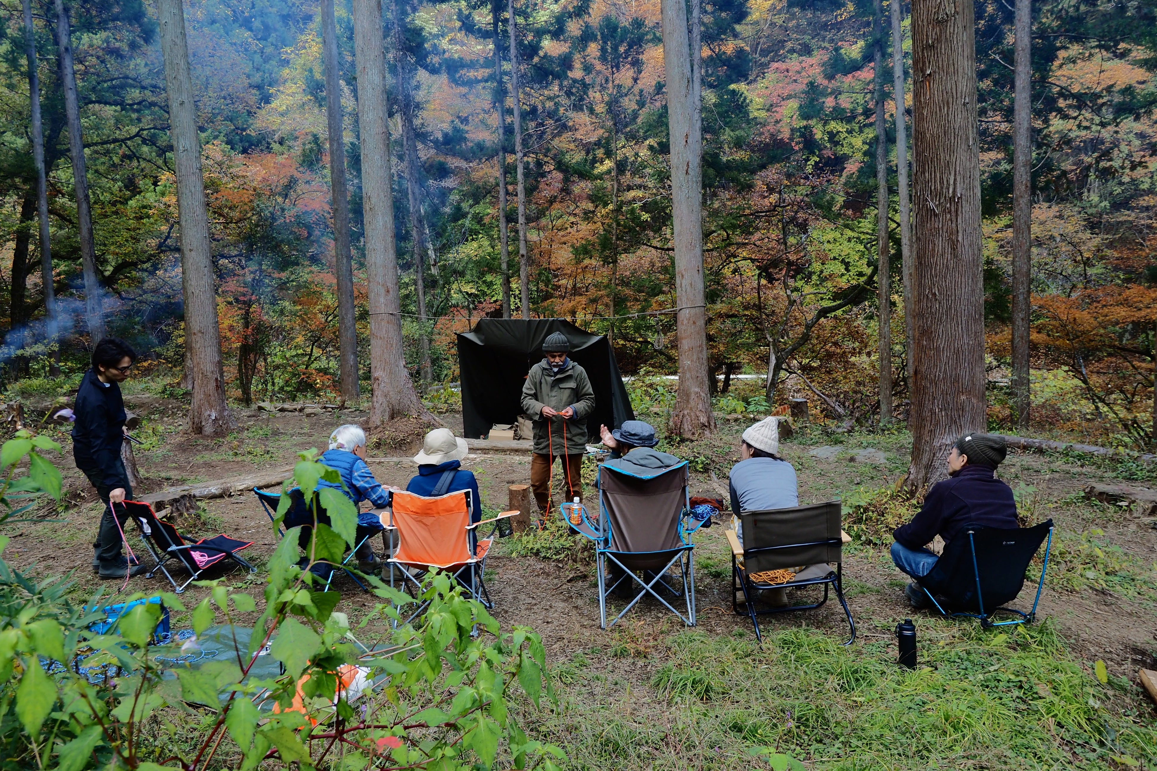 ブッシュクラフトワークショップの様子