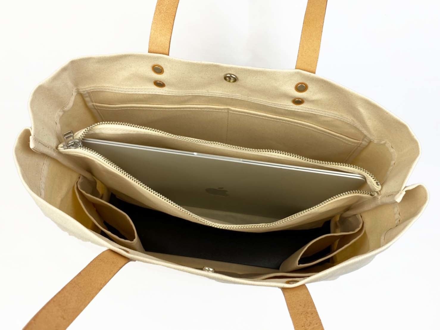 【極美品】　カワニシカバン　ミコ　M 大人帆布　トートバッグ　持ち手ロング　完売 仕切りつき高機能トートバッグ｜ビジネスバッグにも使える