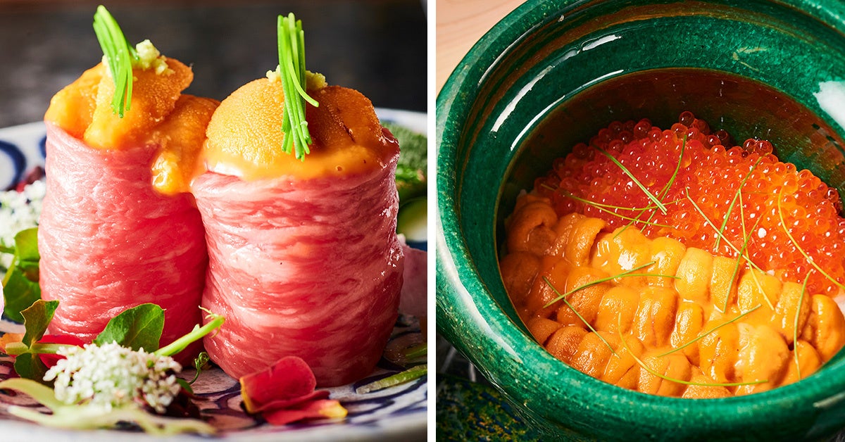 うにくごはん（左）　本日の土鍋ごはん一例（右）